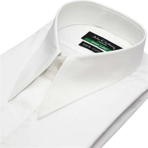Long Point Spear Collar White Evening Dress Shirt Mens Hidden Placket