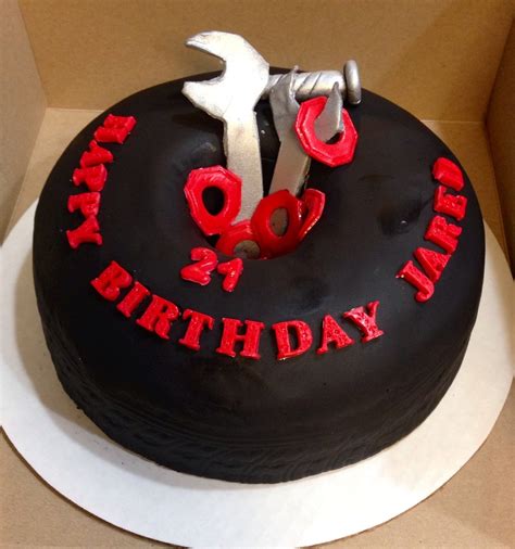 Mechanic Cake With Fondant Tire And Tools