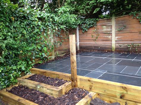 Image Result For Raised Patio Edged With Sleepers Patio Edging
