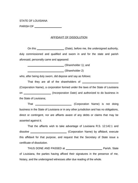 Louisiana Affidavit Form Fill Out Sign Online DocHub