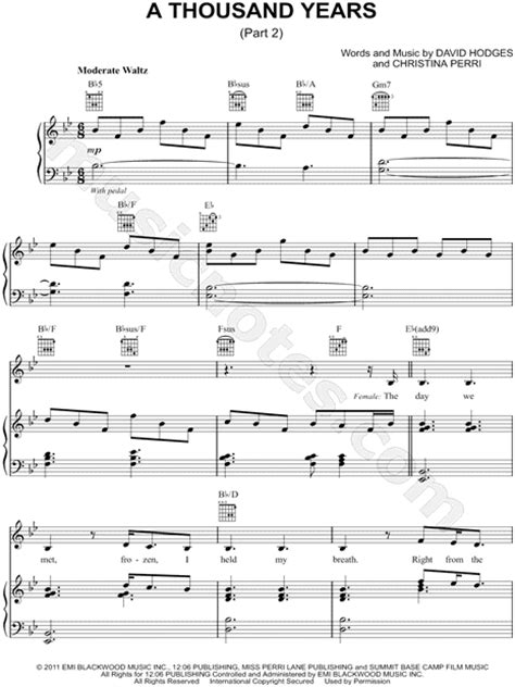 Thousand Years Piano Chords Letters Sheet And Chords Collection