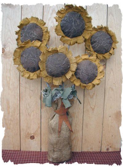 Easy & cheap fall decor ideas. Primitive Craft Ideas | Primitive Sunflowers by " Sew ...
