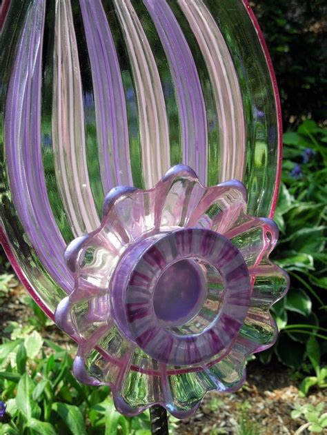 Glass Yard Art Made From Recycled Dishes Garden And Yard Art Made