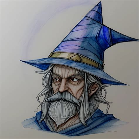 wizard hat crystal , Pencil Sketch, Water Color - Arthub.ai