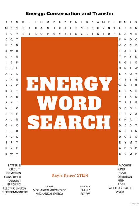 This Science Word Search For Reviewing Energy And Is Helpful With Key