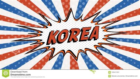 Kennzeichnen Sie Fahne Von Korea Die Art Pop Art Der Komischen Sprache