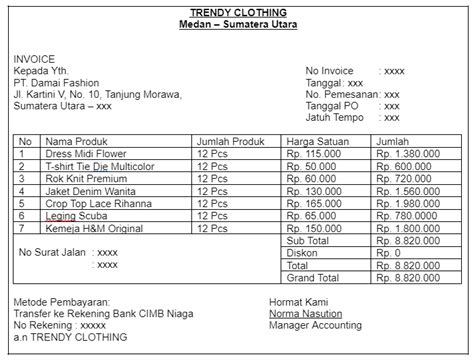 15 Contoh Invoice Tagihan Pembayaran Barang And Jasa Yang Benar