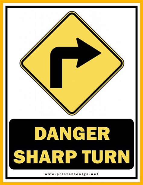 Danger Sharp Turn Sign Format Free Download