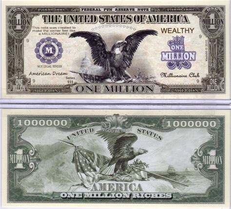 Black Eagle American Dream Million Dollar Novelty Money Ebay In 2021