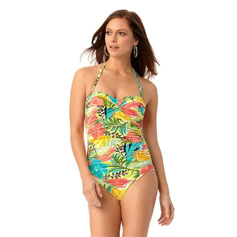 anne cole anne cole women s island time twist front bandeau shirred one piece swimsuit 6 ac16