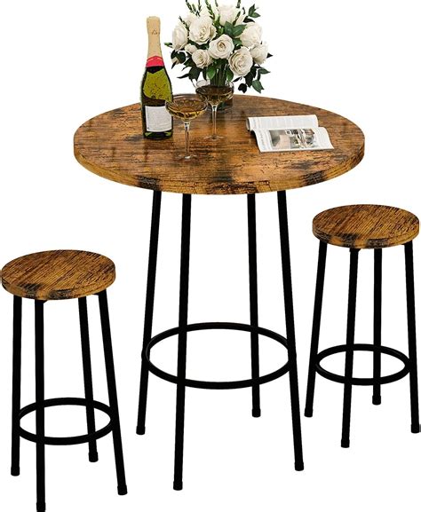 Recaceik 3 Piece Pub Dining Set Modern Round Bar Table