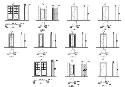 Many Doors Plans Elevations And Sections Cad Block Free Cadbull