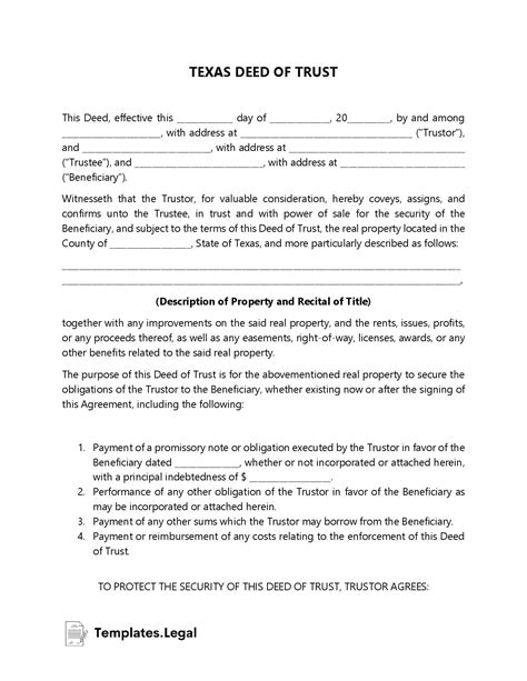 Printable Texas Deed Of Trust Form