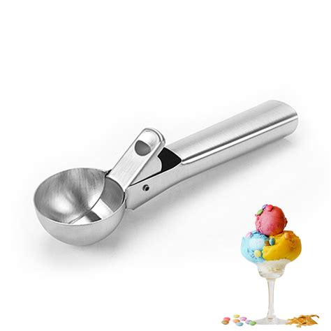 Ice Cream Scoop With Trigger Release Stainless Steel Fruits Scoop