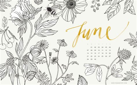 Desktop June Calendar Calendar Wallpaper Watercolor Floral Wallpaper