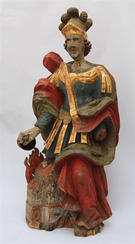 17th Century Statue Of St Florian From Alpine Europe Polychrome Hand