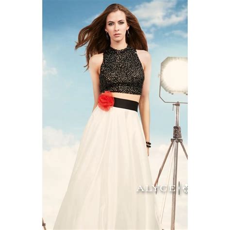 Whiteblack Beaded Crop Top Gown By Alyce Claudine Collection Color