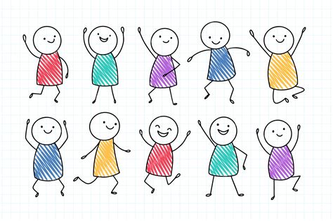 Free Vector Hand Drawn Colorful Stickman Collection