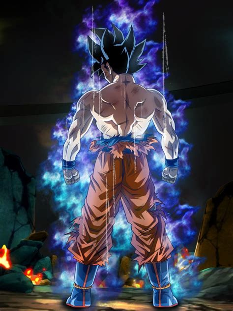 An Animated Image Of Gohan Standing In Front Of A Blue And Purple Fireball