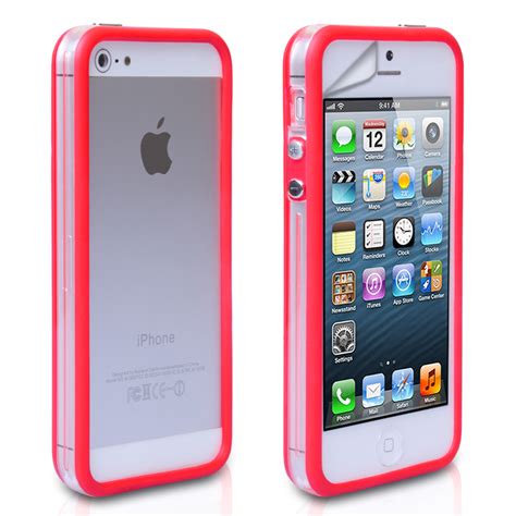 Yousave Iphone 5 5s Bumper Case Red Clear Mobile
