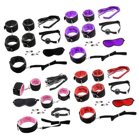 Couples Under Bed Restraint Strap With Fur Handandanklecuffs And Ball Gag Mask Sex Toys Kit Sm