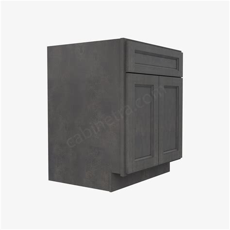 The crisp dark grey color is at home in almost any kitchen giving you the freedom to add your own finishing touches. TS-B27B Double Door Base Cabinet | Forevermark Townsquare Grey | Cabinetra.com
