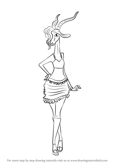 This coloring page features a picture of zootopia mr. Learn How to Draw Gazelle from Zootopia (Zootopia) Step by ...