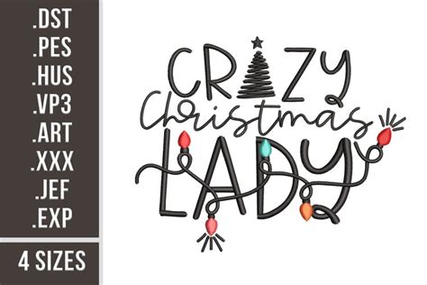 Crazy Christmas Lady Christmas Embroidery