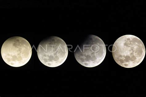 Fenomena Gerhana Bulan Sebagian Antara Foto