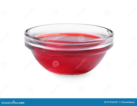 Glass Bowl With Red Food Coloring Isolated On White Stock Image Image