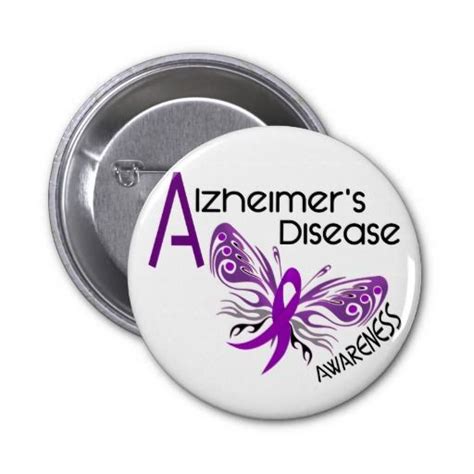 Alzheimers Disease Butterfly 3 Awareness Pinback Button Alzheimers Disease