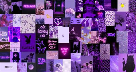 Neon Purple Boujee Aesthetic Wall Collage Kit Digital Etsy Purple