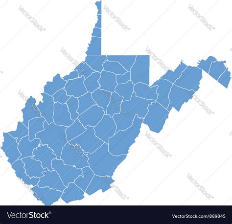 State Map Of West Virginia By Counties Royalty Free Vector