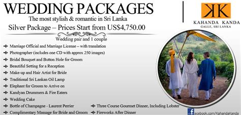 KK Silver Wedding packages. Overseas weddings are becoming more and
