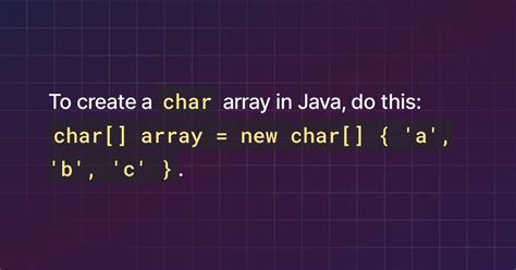 How To Create A Char Array In Java