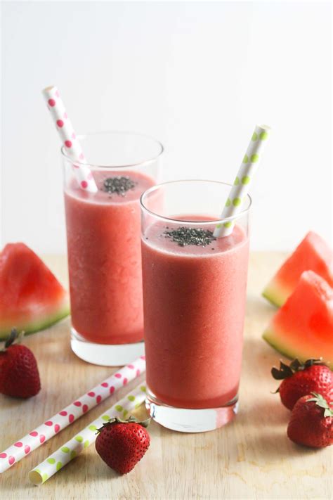 Strawberry Watermelon Smoothie Vegan Dairy Free Gluten Free 3