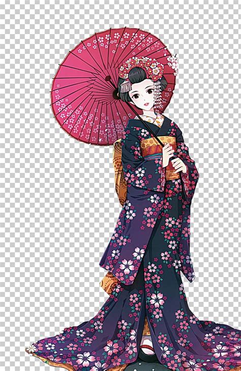 Anime Girl In A Kimono Drawing