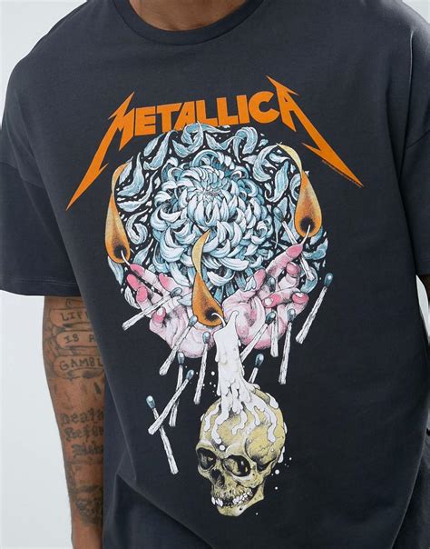 Asos Cotton Metallica Oversized Band T Shirt In Gray For Men Lyst