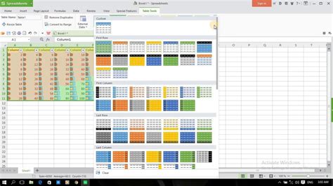 Wps Spreadsheet Tutorial 6 How To Change Spreadsheet Table Style And