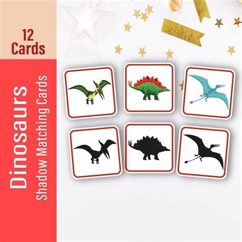 Dinosaurs Printable Flash Cards Montessori Matching Cards For