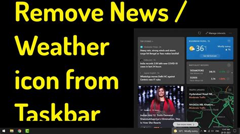 How To Remove News Weather Icon From Taskbar Windows 10 Youtube