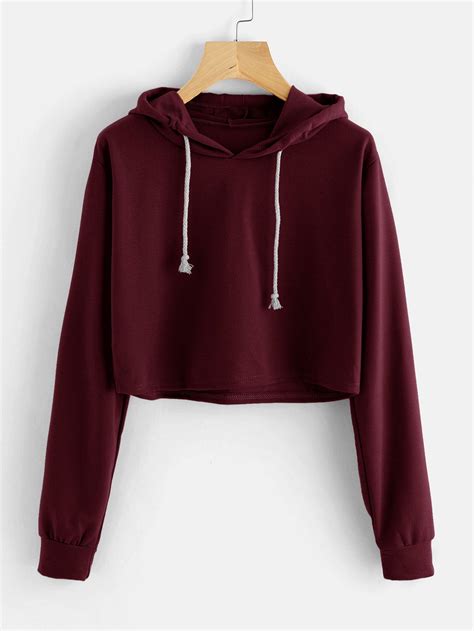 drawstring hooded crop sweatshirt moda de ropa ropa de moda ropa tumblr