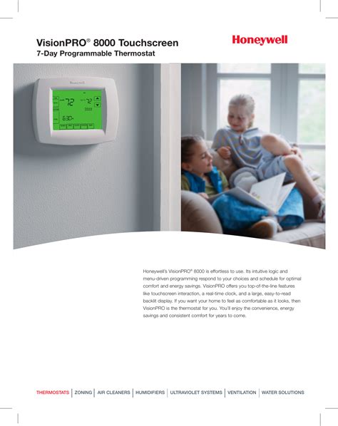 Honeywell Visionpro Users Manual Touchscreen Day Programmable Thermostat