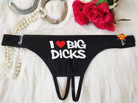 I Love Big Dicks Crotchless Thong Pantiesblack Sexy Thong Etsy Hong Kong