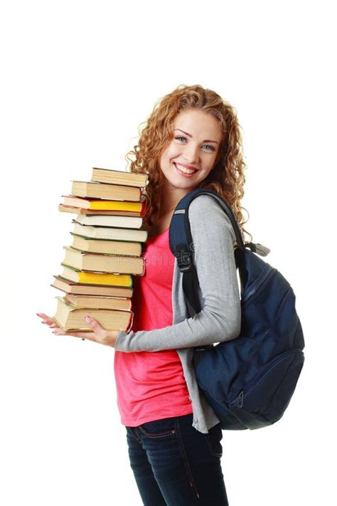 Beautiful Student Girl Holding Books Stock Photo Image Of Girl