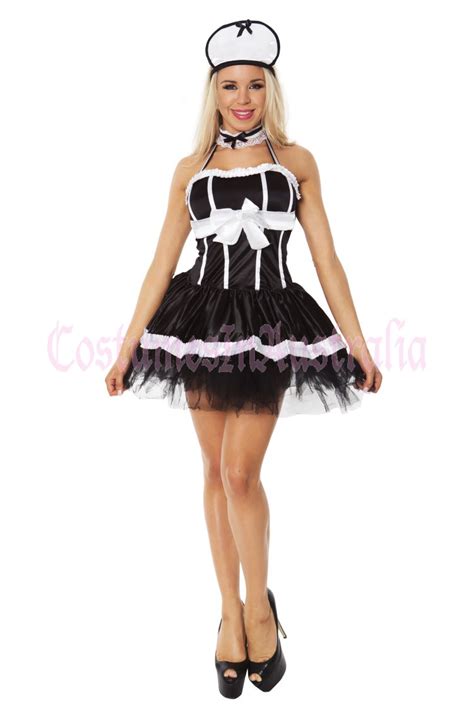 Ladies French Maid Costume Adult Fancy Dress Up Hens Party Showgirls
