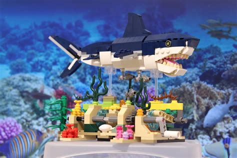 Lego Moc Deep Sea Creatures Swimming Shark Stand By Jkbrickworks