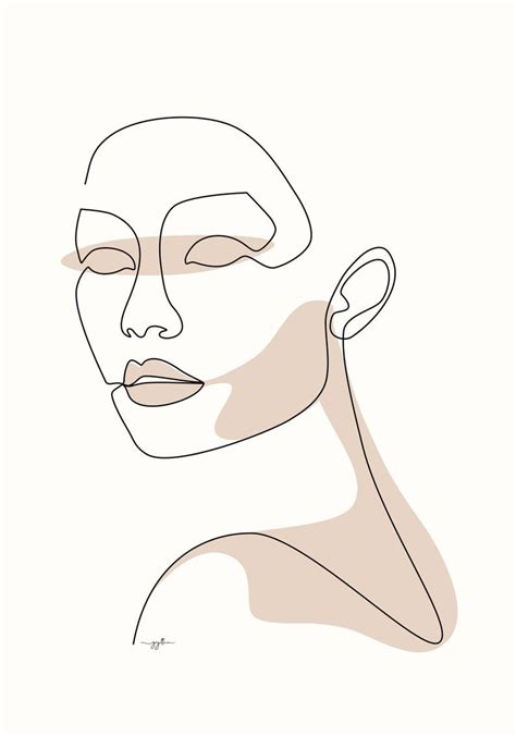 One line drawing abstract face seamless pattern. One Line Drawing Print Printable Art Modern Minimalist ...