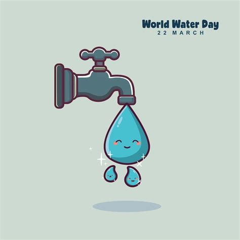 Dibujos Animados De Gota Agradable Del Día Mundial Del Agua Vector