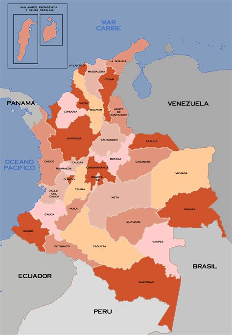 Mapa De Los Departamentos De Colombia 32 Mapsofnet